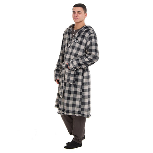 Snuggs Blanket Robe Grey Checkered